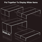 Acrylic Display Riser,8Pcs 12'' Length Tier Display Stands, Thickened to 0.2''(5mm) Acrylic Shelf Risers for Perfume Display,Risers for Buffet Table,Cupcake Stand,Pop Figurines,Tumbler,Food