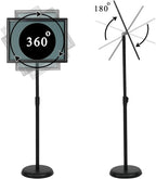 8.5 x 11 Inch Adjustable Pedestal Sign Poster Stand, Heavy Duty Floor Standing Sign Stand Aluminum Snap Open Display Frame for Vertical and Horizontal View Sign Displayed(Black)