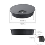 2 Pack Desk Grommet 2-3/8 Inch 60mm, Zinc Alloy Computer Desk Wire Hole Cover, Office Desktop Cord Cable Hole Metal Ring, Black