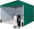 CROWN SHADES 10X10 Comercial Instant Canopy Pop Up Tent with Center Lock, 300D Fabric, 4 Sidewalls, Sto'N Go Bag, Forest Green