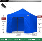 ABCCANOPY Heavy Duty Easy Pop up Canopy Tent with Sidewalls 10x10, Royal Blue