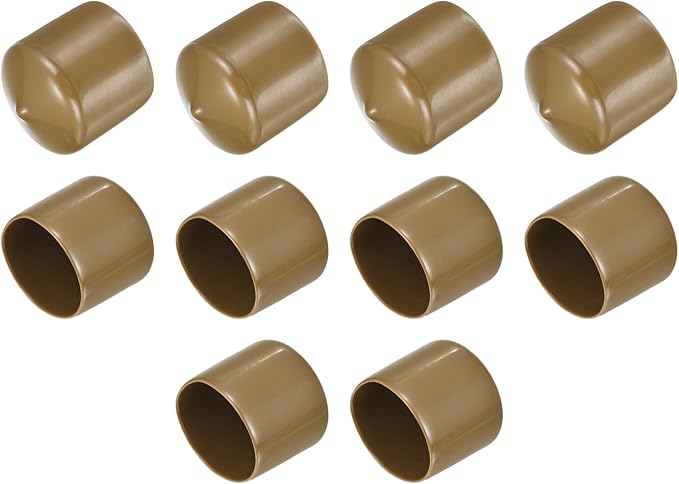uxcell 10pcs Rubber End Caps 35mm(1 3/8") ID Vinyl Round End Cap Cover Screw Thread Protectors Light Brown