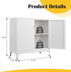 Metal Sideboard Buffet Cabinet with Storage,33 Inch Coffee Bar Cabinet with Adjustable Shelf, White Kitchen Sideboard Cabinets for Dining Room, Living Room