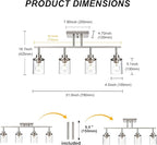 Yaohong 4-Light Track Lighting Kit Brushed Nickel Track Lighting Fixtures, Bathroom Wall Light Ceiling Mount Rotatable Spotlights, Kitchen Ceiling Light Fixtures with Glass Shade for Bathroom Hallway