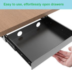 Under Desk Mounted Slide out Drawer, W 13.4" x D 9.3" Storage Organizer with Cable Management for Office & Standing Desks with High Crossbar, Metal, Black (Medium)