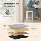Vanity Stool, Vanity Chair Stools for Makeup Room, Square Linen Makeup Stool for Vanity, Modern Padded Small Ottomans Foot Rest for Bedroom Living Room, Grey & White
