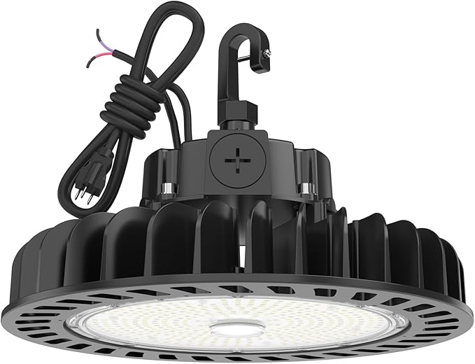 HYPERLITE LED UFO High Bay Lights 250W 36,250lm 1-10V Dimmable 5000K 5' Cable with 110V Plug Hanging Hook Safe Rope UL Listed for Shopping Mall Stadium Exhibition Hall