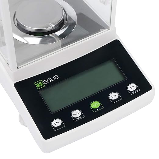 U.S. Solid 0.1mg Analytical Balance, 120g x 0.0001g, Lab Electronic Scale with Automatic Internal Calibration, Electromagnetic Transducer, RS232, Overload Protection, Piece Counting, 4 Weighing Units