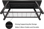 Industrial Entryway Bench Rustic Wood and Metal Storage Bench for Indoor Living Dining Room Bedroom Long Shoe Benches Seat (Charcoal Black)