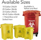 RESILIA Biohazard Bags - Hazardous Waste Disposal, Meets DOT ASTM Standards for Hospital Use, OSHA Approved, Red, 25 Gallon, 30" W x 36" L, 1.35 Mil, 0.00135 Inch, 100 Bags, Made in the USA