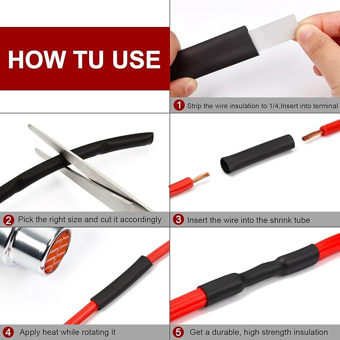 Chanzon 2:1 Ratio 1-1/2" (40mm) Heat Shrink Tubing 3.3Ft Roll (1M Total Length) Black Polyolefin Sleeving Wrap Shrinking 2 to 1 1pcs