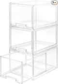 AZ.MIFENO Large Stackable Storage Drawers,Clear Thickened Drawer Organizers with Pull-Out Drawer for Skincare,Cosmetics, Ideal for Closet,Bathroom,Kitchen Undersink,Cabinet,Toy Organization (3 Packs)