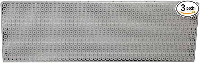 OmniWall Modular Metal Pegboard System, 16x48 inches, Steel Construction, Wall-Mounted Tool Storage (Silver, Horizontal)