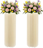 2Pcs Cylinder Flowers Stands, 39.37in Foldable Cardboard Centerpiece Display Pillars and Columns Display Pedestal Cake Stand, for Wedding Party Garden Decoration