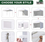 Eurmax USA 10'x10' Pop-up Canopy Tent Commercial Instant Canopies with 4 Removable Zipper End Side Walls and Roller Bag, Bonus 4 SandBags(White)