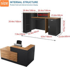 L-Shaped Reception Desk with Counter and Lockable Drawers and Storage Tall Modern Front Desk Reception Counter for Checkout Lobby Beauty Salon A Left 63inch/160cm