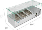KoolMore SCDC-3P-SSL Commercial-Refrigerator, 40 Inch with Sneeze Guard, Silver