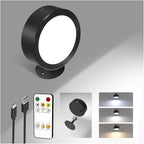 EZVALO LED Wall Mounted Lights, 5500mAh Rechargeable Wall Light Wall Sconces Lamp, 3 Color Temps & Remote and Touch Control, 360°Rotation Dimmable Cordless for Bedroom Reading Study Bedside (Black)