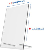 L-Shaped Acrylic Sign Holder – Shatterproof Clear Display Stand for Menu, Flyer, or certificate Display – Impact-Resistant Acrylic Table Sign Frame (8.5x11 inch 3pack)