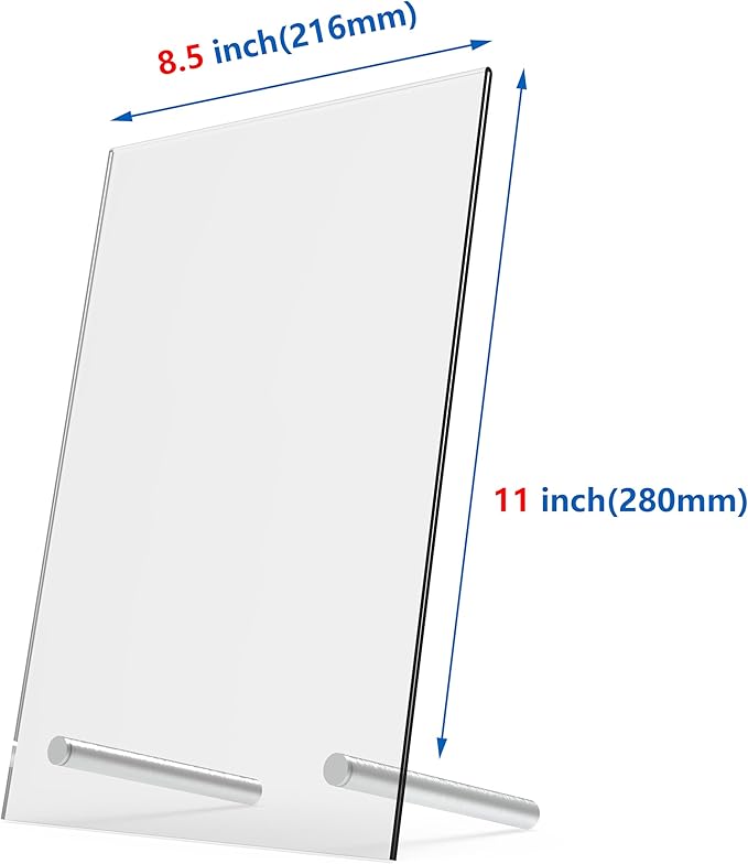 L-Shaped Acrylic Sign Holder – Shatterproof Clear Display Stand for Menu, Flyer, or certificate Display – Impact-Resistant Acrylic Table Sign Frame (8.5x11 inch 3pack)
