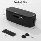 Cable Management Box - Large Cord Organizer Box to Hide Power Strip & Under Desk, TV Computer Wires Cable Organizer Box with Baby Proofs, Desk Cord Organizer for Home/Office - Black