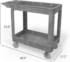 550LBS Utility Cart, 2-Tier 40 * 17 Inch Utility Cart with Wheels,Heavy Duty Service Cart-Lipped Shelves,Ergonomic Storage Handle and Swivel Wheels for Warehouse, Garage, Cleaning,Gray
