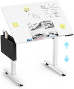 Standing Desk with Whiteboard – Electric Height Adjustable Drafting Table, Flip Dry Erase Top, Mobile Drawing Desk with Wheels & Storage Bag for Home, Office, Studio, Art