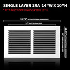 14x10 Return Air Grille(Duct Opening Size),Air Return Vent Cover,Flat Vent Cover,Rejillas De Aire Acondicionado para Casa,Return Air Grilles,Outer Dimensions:15.75"Wx11.75"H(14"Wx10"H, Duct Opening)