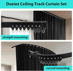 Room Divider Blackout Curtains Flexible Sliding Tracks Sets Ceiling Mounted Rod Window Curtain Privacy Separation for Bedroom Living Rooms,1 Panel Black Drape and Black Track Set-W216xH84 in