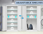BESFUR Metal Cabinet with 5 Adjustable Shelves and 2 Lockable Doors, 71" H Locking Cabinet for Garage, Classroom and Office -White