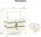 Giantex Rolling Storage Cart w/ 4 Drawers 2 Shelves Metal Rack Shelf Home Office School Beauty Salon Utility Organizer Cart with Wheels, Ivory