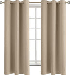 BGment Blackout Curtains - Grommet Thermal Insulated Room Darkening Bedroom and Living Room Curtains, Set of 2 Panels (38 x 63 Inch, Sand)