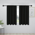 Easy-Going Rod Pocket Blackout Curtains for Bedroom, Room Darkening Window Curtains for Living Room, Thermal Insulated Noise Reduction Solid Window Drapes, 2 Panels(34x45 in,Black)