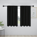 Easy-Going Rod Pocket Blackout Curtains for Bedroom, Room Darkening Window Curtains for Living Room, Thermal Insulated Noise Reduction Solid Window Drapes, 2 Panels(34x45 in,Black)
