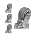 4'' × 2'' Caster Wheels, Heavy Duty Industrial Casters Set of 4 Rubber Wheels, Load 2400lbs Capacity, Swivel Caster for Cart Dolly Toolbox Trolley (4 Swivel)