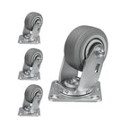 4'' × 2'' Caster Wheels, Heavy Duty Industrial Casters Set of 4 Rubber Wheels, Load 2400lbs Capacity, Swivel Caster for Cart Dolly Toolbox Trolley (4 Swivel)