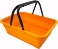 SAMMART Collapsible Basket with Handle 8L (2.1 Gallon) - Portable Outdoor Picnic Basket/Crate - Foldable Basin for Washing Dishes,Camping,Hiking (Mandrain Red)