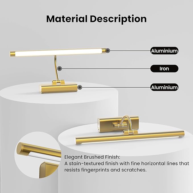 16" Art Lighting for Paintings with 1pcs Extra 6000mAh Battery - 2 Pack Wireless Dimmable Wall Mount for Paintings, Artwork, Portraits & Frames