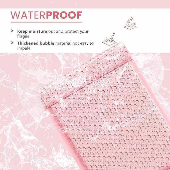 Light Pink 12.5x19.5 Inch Large Poly Bubble Mailers #6 | Padded Envelopes with Self Seal | Air Lined Cushioned Bubble Mailer | Usable Size 12.5x15 | 100 Pack Bulk | Lightweight shipping Bags