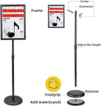 Adjustable Poster Sign Stand with Heavy Duty Base Sign Holder Aluminum Snap Open for 11x17 inches Both Vertical and Horizontal View Displayed Used for Living and Business(Black-2pack)