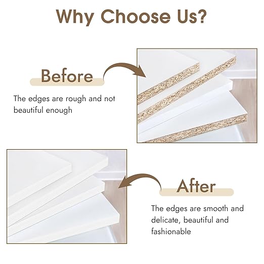 BEVTEE Club Melamine Edge Banding, 3/4 inch x 50ft Wood Veneer Roll Pre-glued, Flexible Melamine Iron-on Veneer Edge Band for Plywood & Furniture Edging, for Cabinet Repair & Furniture Restoration
