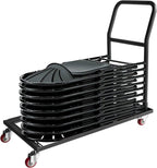 Black Multi-Function Folding Chair Dolly Cart Commercial with 2 Swivel Casters, Storage and Transport Dolly for Plastic Resin and Wood Folding Chairs