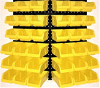 WALLPEG 36 Pack Pegboard Bin Kit – 18 Medium & 18 Large Yellow Peg Board Storage Bins | Parts Organizer for Garage, Workshop, Craft Room, Office & Workbench | Pegboard Accessory Organier | MADE IN USA