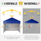 CROWN SHADES 10X10 Comercial Instant Canopy Pop Up Tent with Center Lock, 300D Fabric, 4 Sidewalls, Sto'N Go Bag, Navy Blue