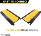 Kable Kontrol Atlas Cable Protector Wire Ramp - 5 Channel – 1 Pc - 35” Long Black & Yellow - 24000 Lbs Load Capacity - Rubber Speed Bump Wire Protector Cord Cover - CP9975