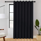 ChrisDowa Room Divider Curtain 90 Inches Long, Wide Blackout Sliding Door Curtain for Bedroom, Room Darkening Privacy Window Curtain for Patio Door (1 Panel Set, Black, 100 x 90 Inch)
