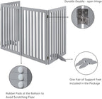 unipaws 36”H Free Standing Pet Gate for Dog Cat, Tall Wooden Dog Gates for Doorway, Stairs, Foldable Pet Fence for The House, Expandable Barrier, Indoor Use, Grey
