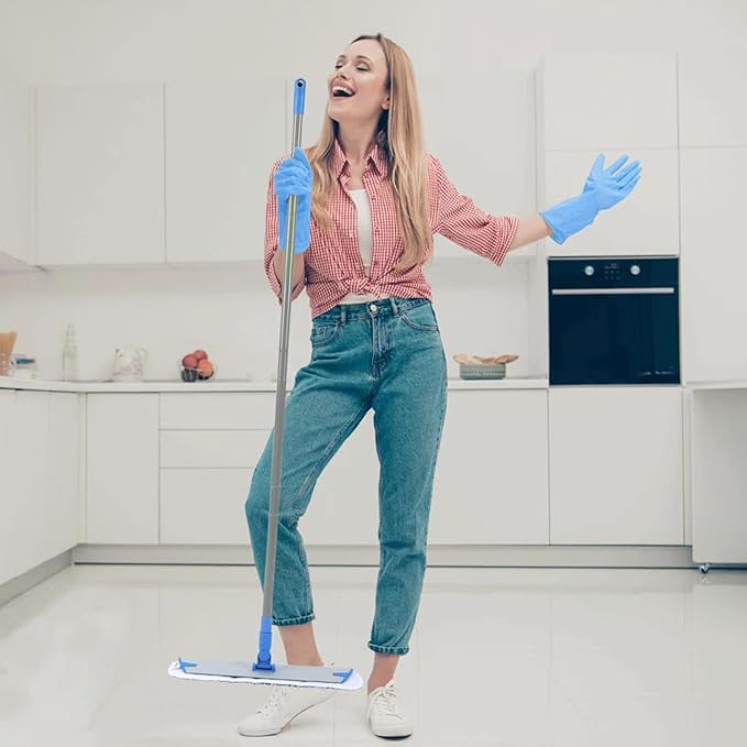 18'' Microfiber Mop for Floor Deep Cleaning, Extendable Long Handle with Aluminum Plate, Wet Mopping and Dry Dusting Chenille Pads Included Great for Hardwood, Laminate, Vinyl, Tile Cleaning
