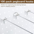 Shimeyao 100 Pcs Peg Board Shelving Hooks Stainless Steel Hanging Board Pegs Wall Display Hooks Bulk for 1/8 1/4 Garage Storage Organizer Accessories(12 Inch,Silver)