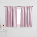 PONY DANCE Short Window Curtains - Kitchen Tiers Thermal Insulated Drapes Blinds Set Match with Curtain Panels for Girls Bedroom, 42 W x 36 L, Light Pink, 2 Pieces